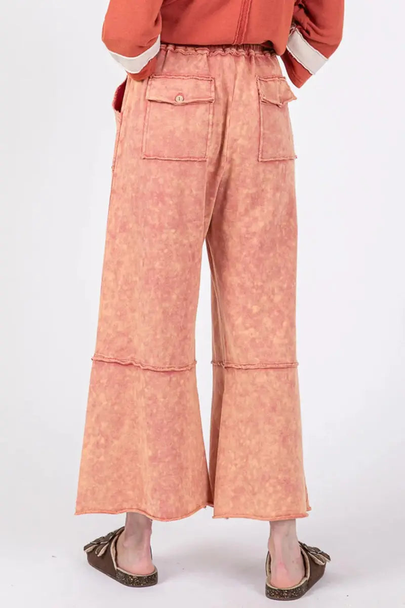 SAGE + FIG Mineral Washed Terry Wide Leg Pants for Women - Love Salve